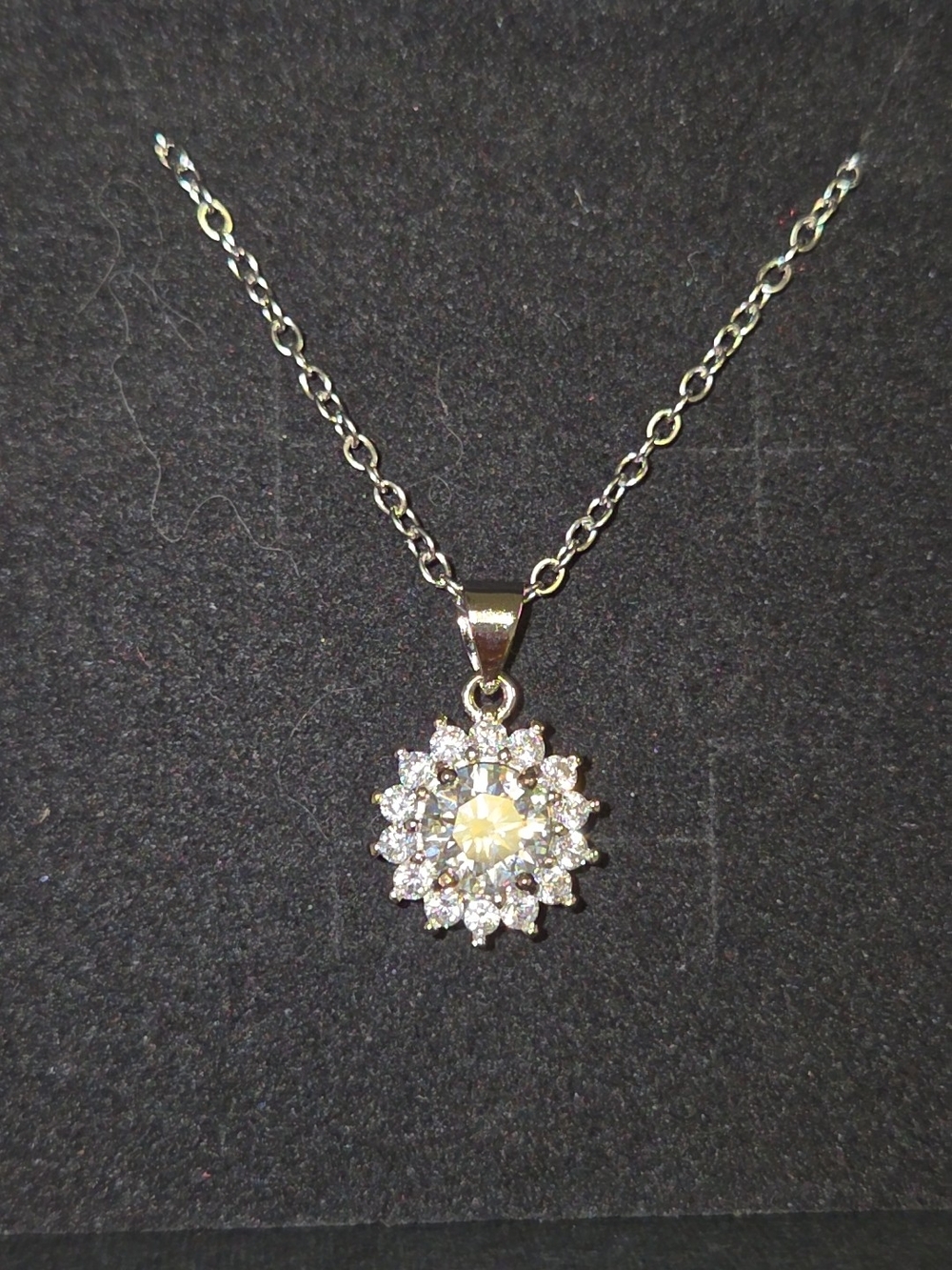 Sparkling White Moissanite Sunburst Pendant Necklace